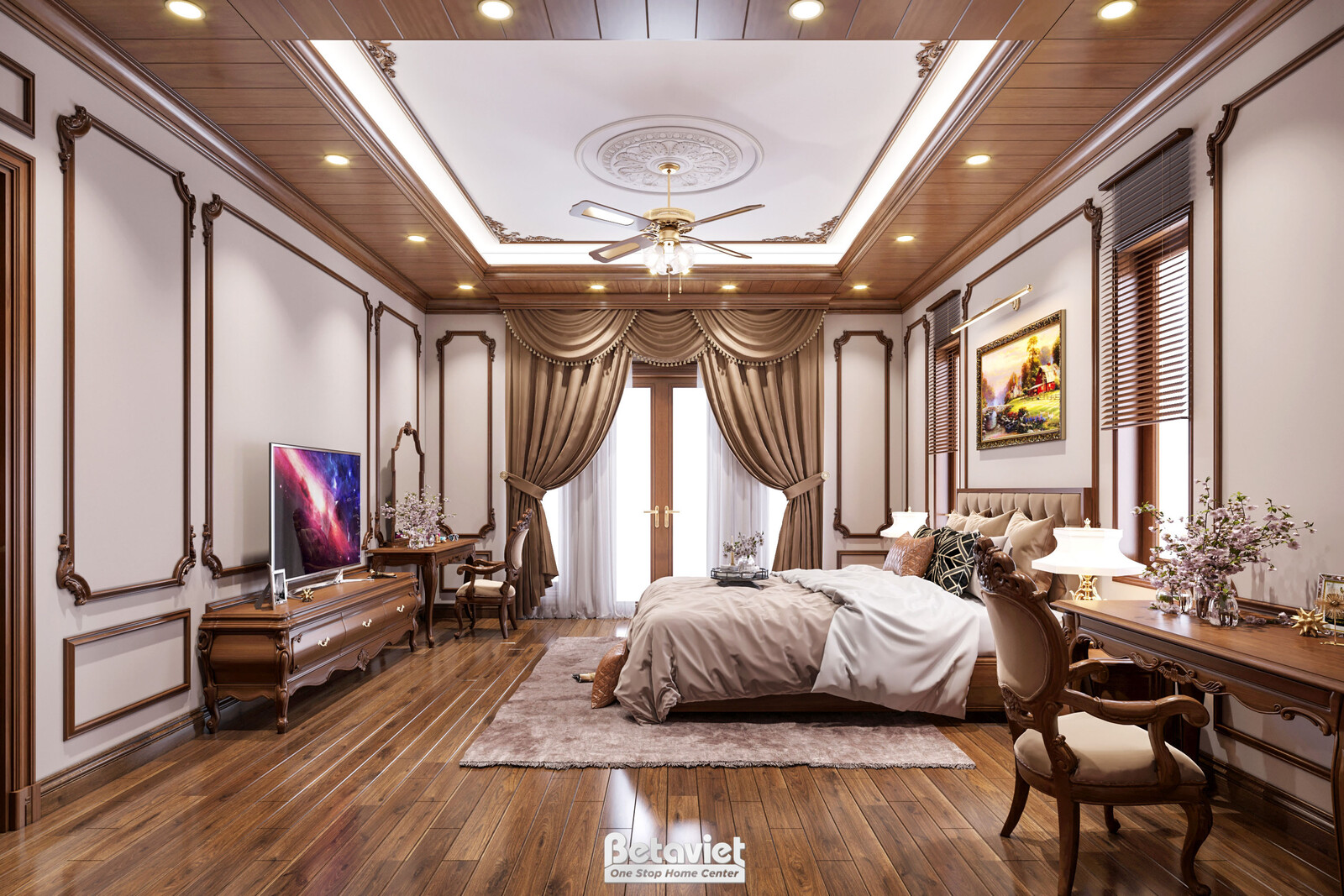 Nội thất phòng ngủ biệt thự tân cổ điển KT20135 – góc nhìn 14