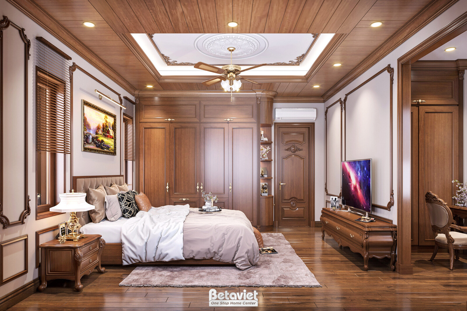 Nội thất phòng ngủ biệt thự tân cổ điển KT20135 – góc nhìn 8