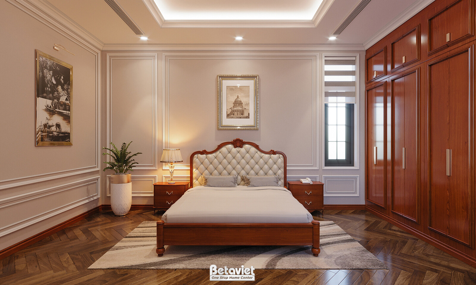 Nội thất phòng ngủ biệt thự tân cổ điển NT22015 – góc nhìn tổng thể