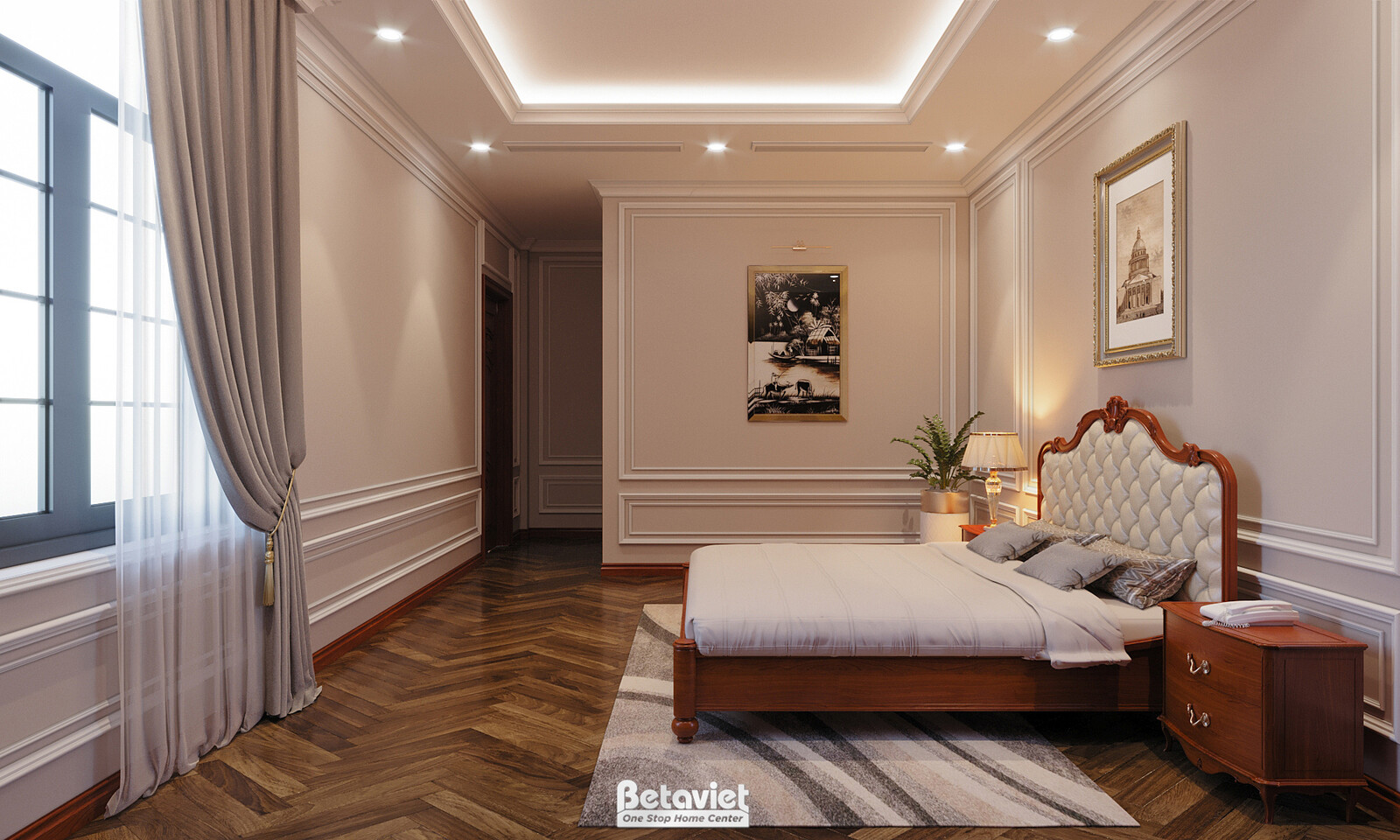 Nội thất phòng ngủ biệt thự tân cổ điển NT22015 – góc nhìn 7