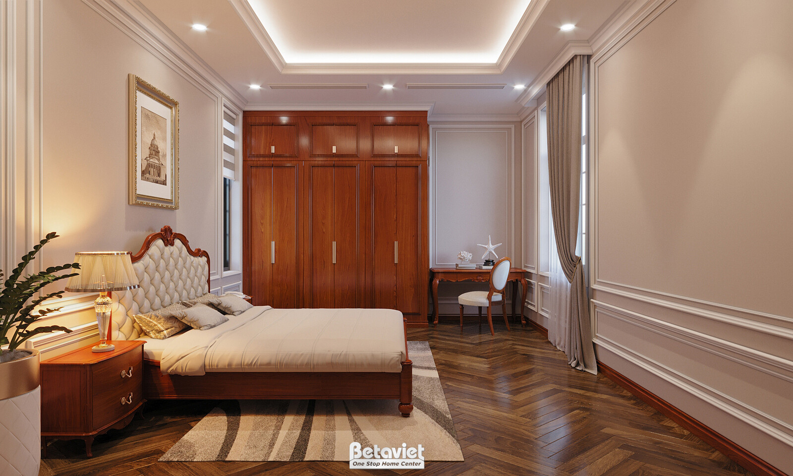 Nội thất phòng ngủ biệt thự tân cổ điển NT22015 – góc nhìn 8