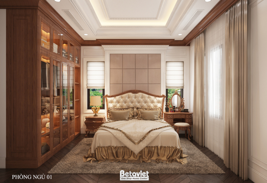 Nội thất phòng ngủ biệt thự tân cổ điển KT21188 – góc nhìn 2