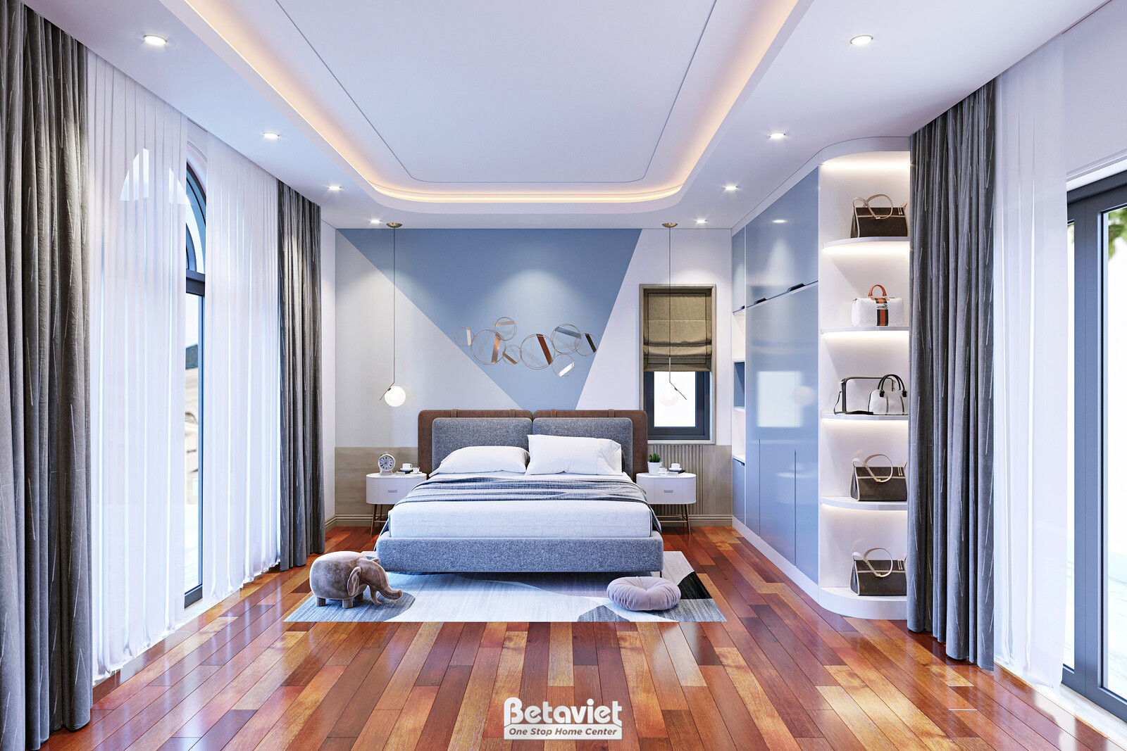 Nội thất phòng ngủ trẻ em biệt thự tân cổ điển NT22129 – góc nhìn 5