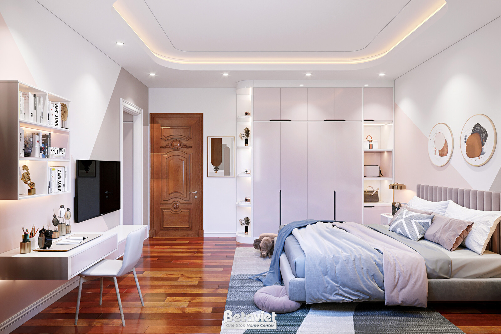 Nội thất phòng ngủ trẻ em biệt thự tân cổ điển NT22129 – góc nhìn 2