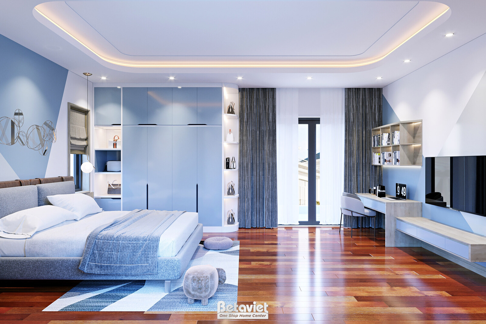 Nội thất phòng ngủ trẻ em biệt thự tân cổ điển NT22129 – góc nhìn 3