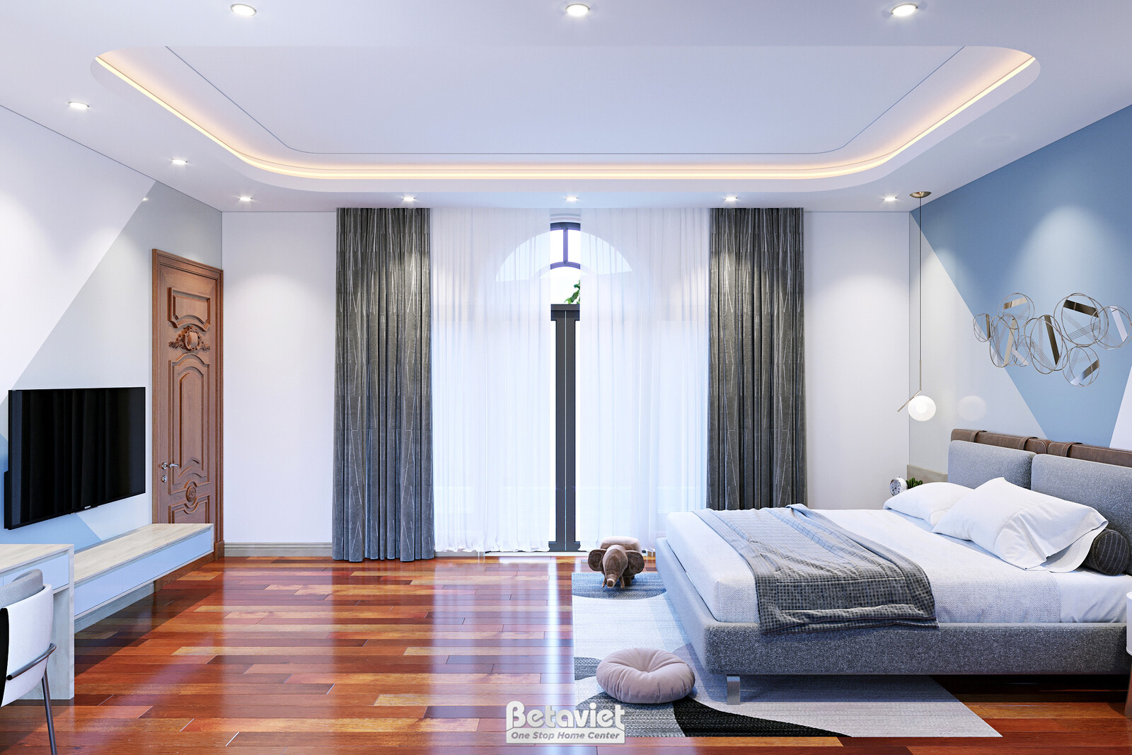 Nội thất phòng ngủ trẻ em biệt thự tân cổ điển NT22129 – góc nhìn 4