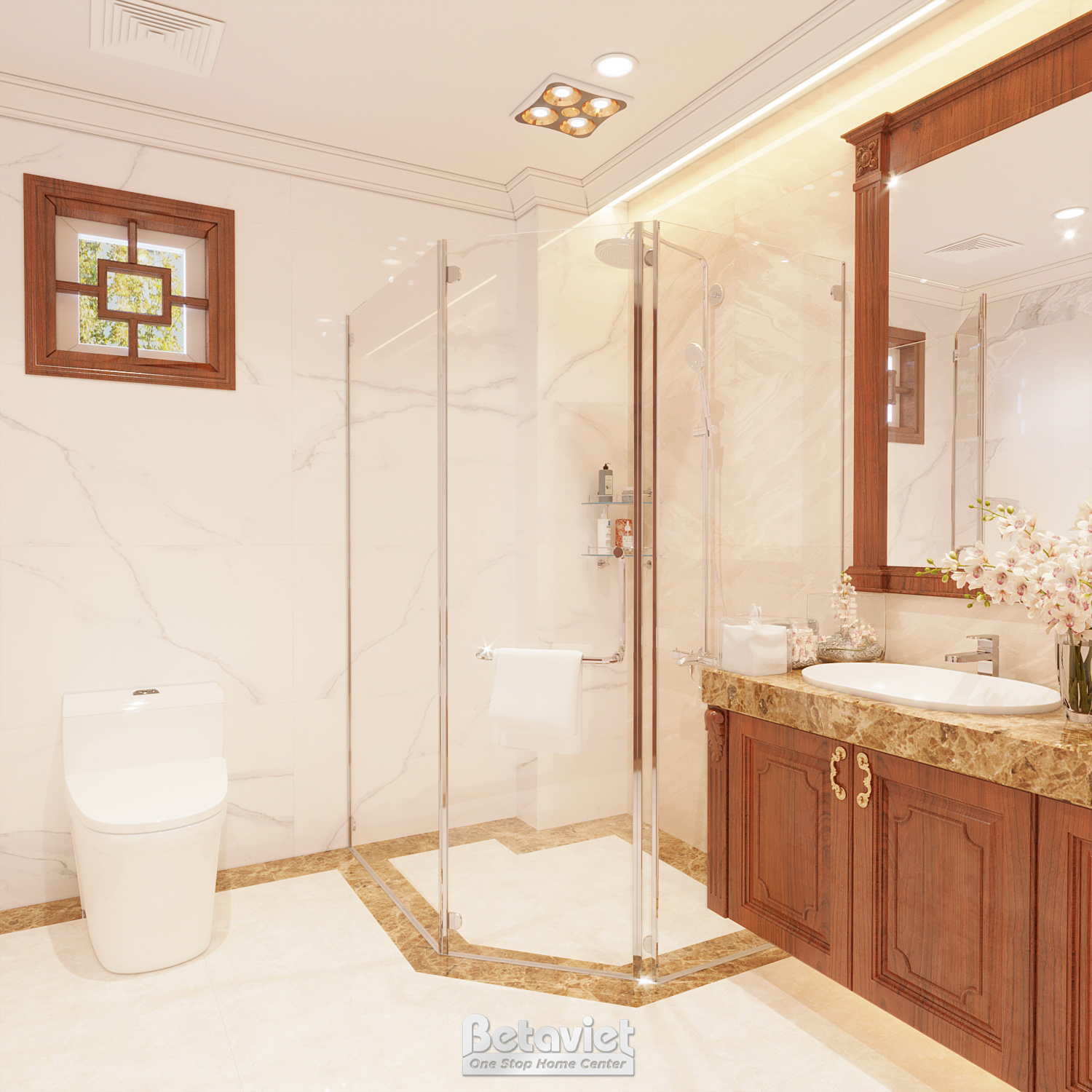 Mẫu nội thất phòng tắm biệt thự bán cổ điển NT22041