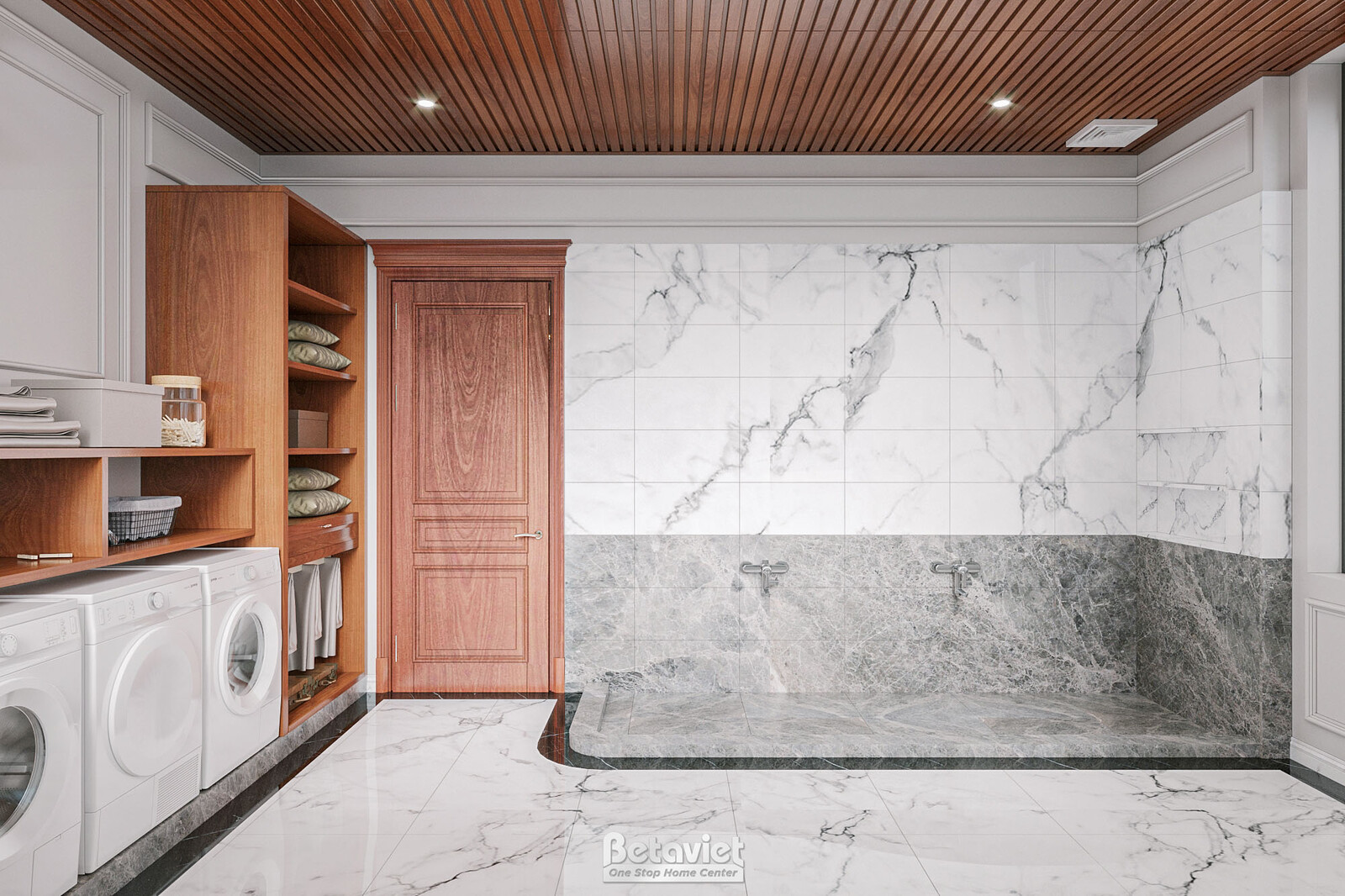 Nội thất giặt ủi biệt thự tân cổ điển KT22108 – góc nhìn tổng thể
