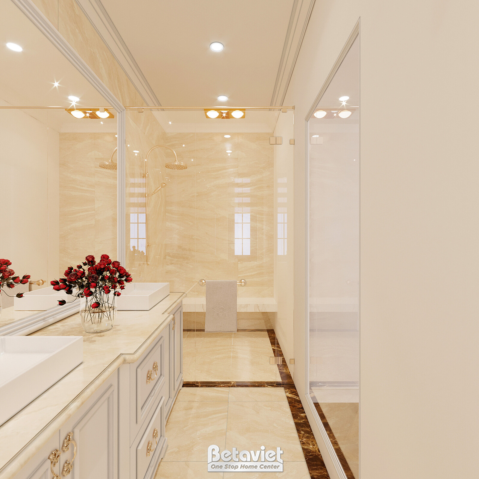 Nội thất phòng tắm biệt thự tân cổ điển NT22015 – góc nhìn 10