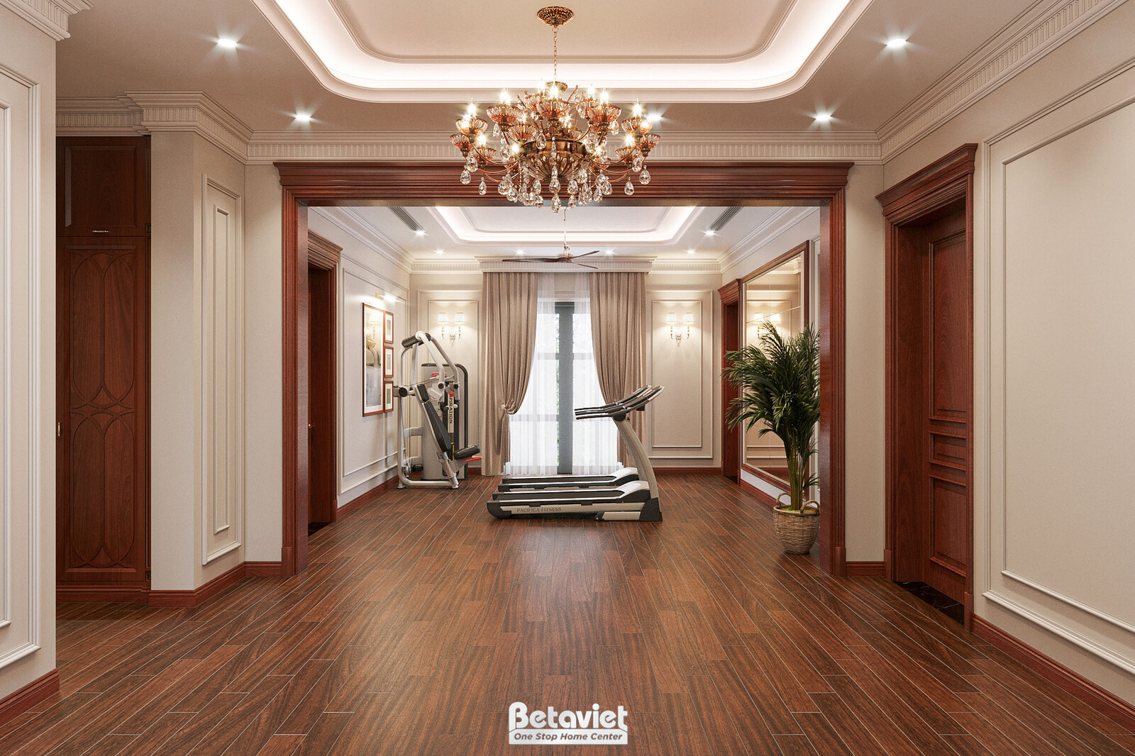 Nội thất phòng tập gym biệt thự tân cổ điển KT22108 – góc nhìn 2