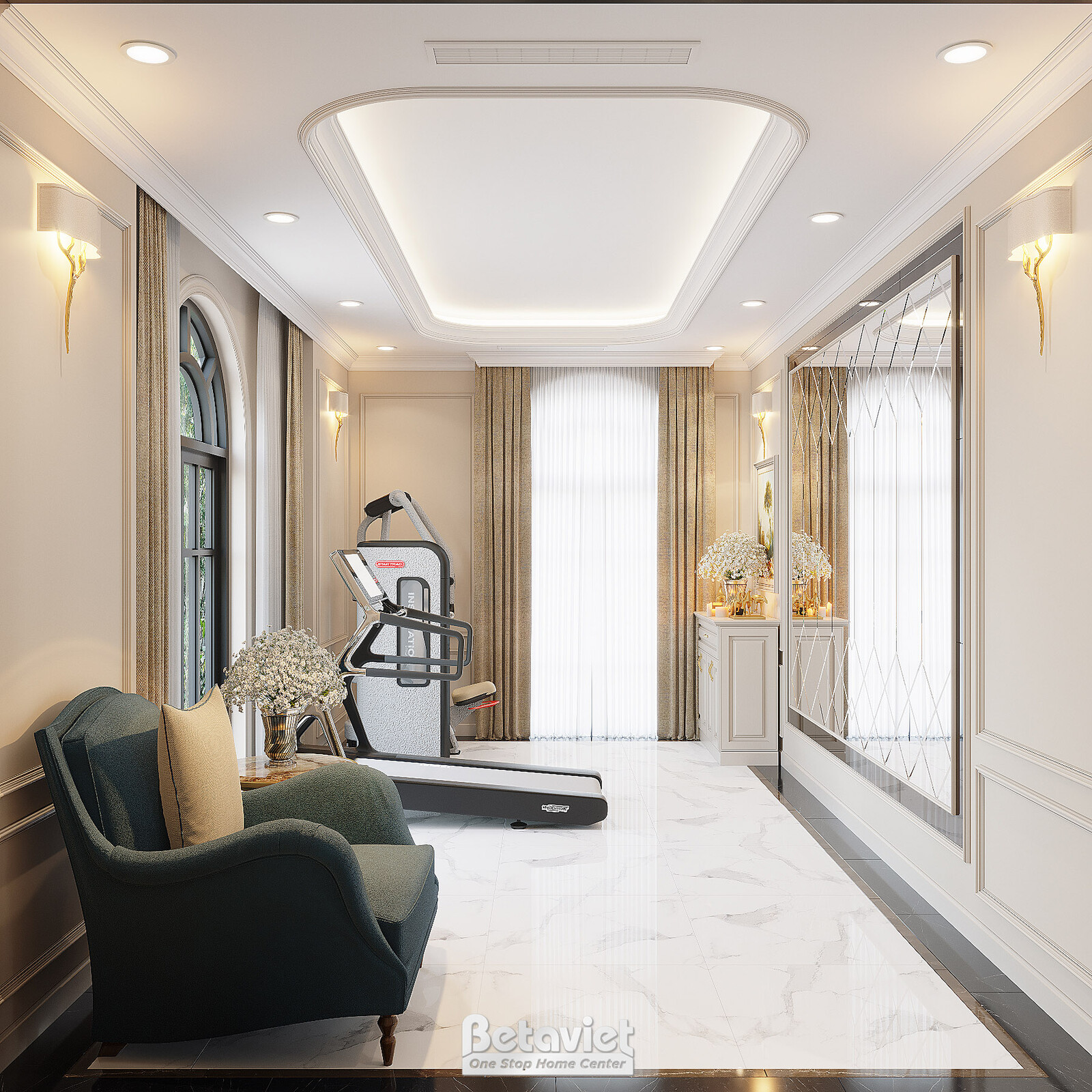 Nội thất phòng tập gym biệt thự tân cổ điển NT21121A – góc nhìn 2