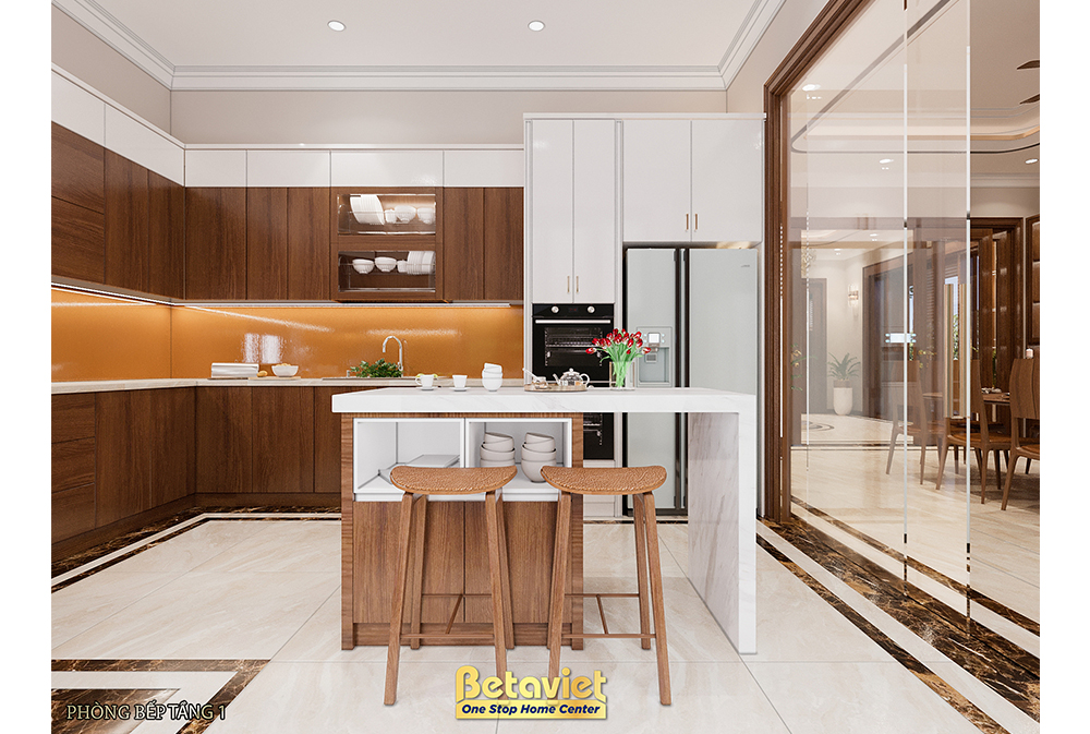 Thiết kế phòng bếp hiện đại biệt thự NT22116A