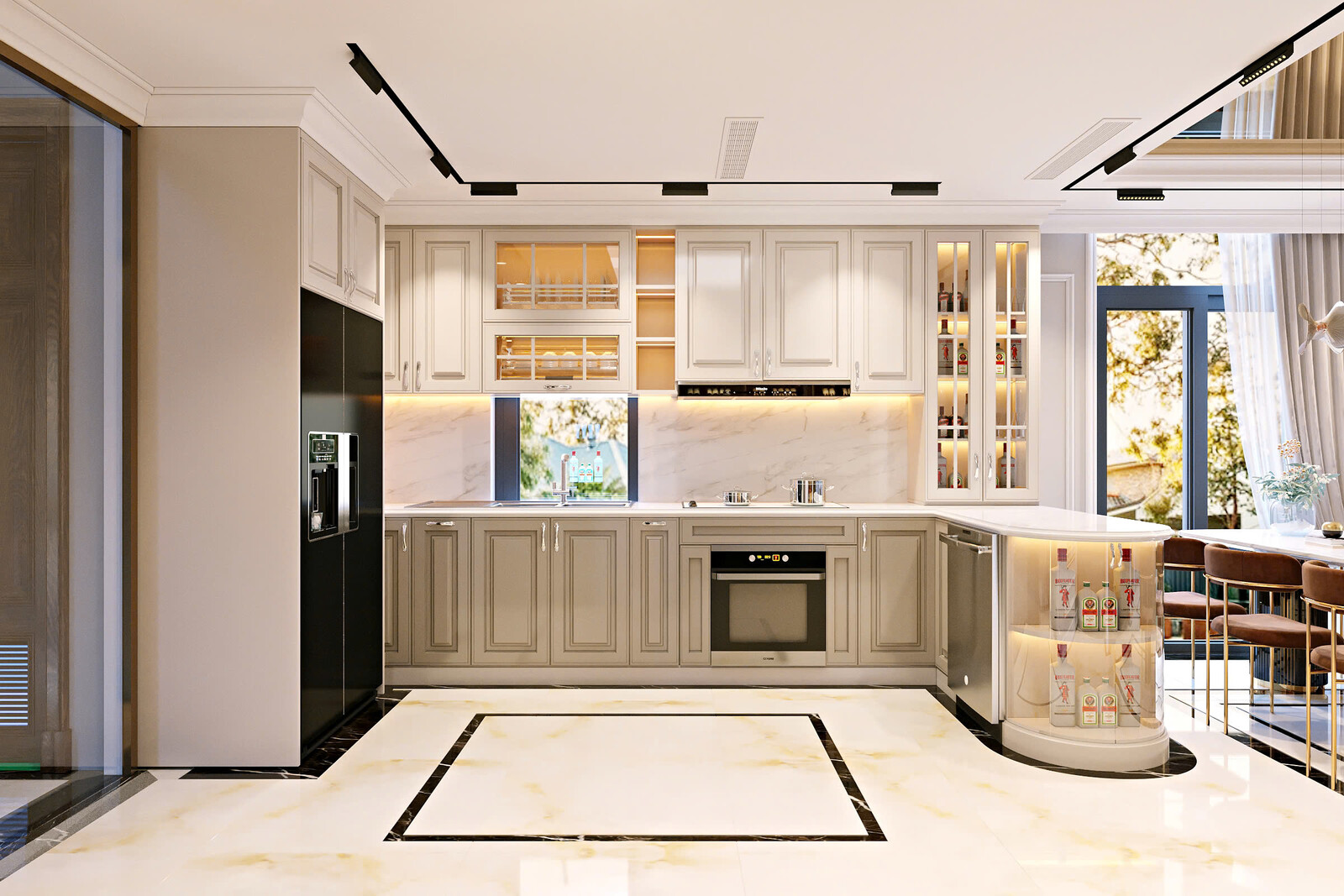 Nội thất phòng bếp biệt thự hiện đại NT23310 – góc nhìn 2