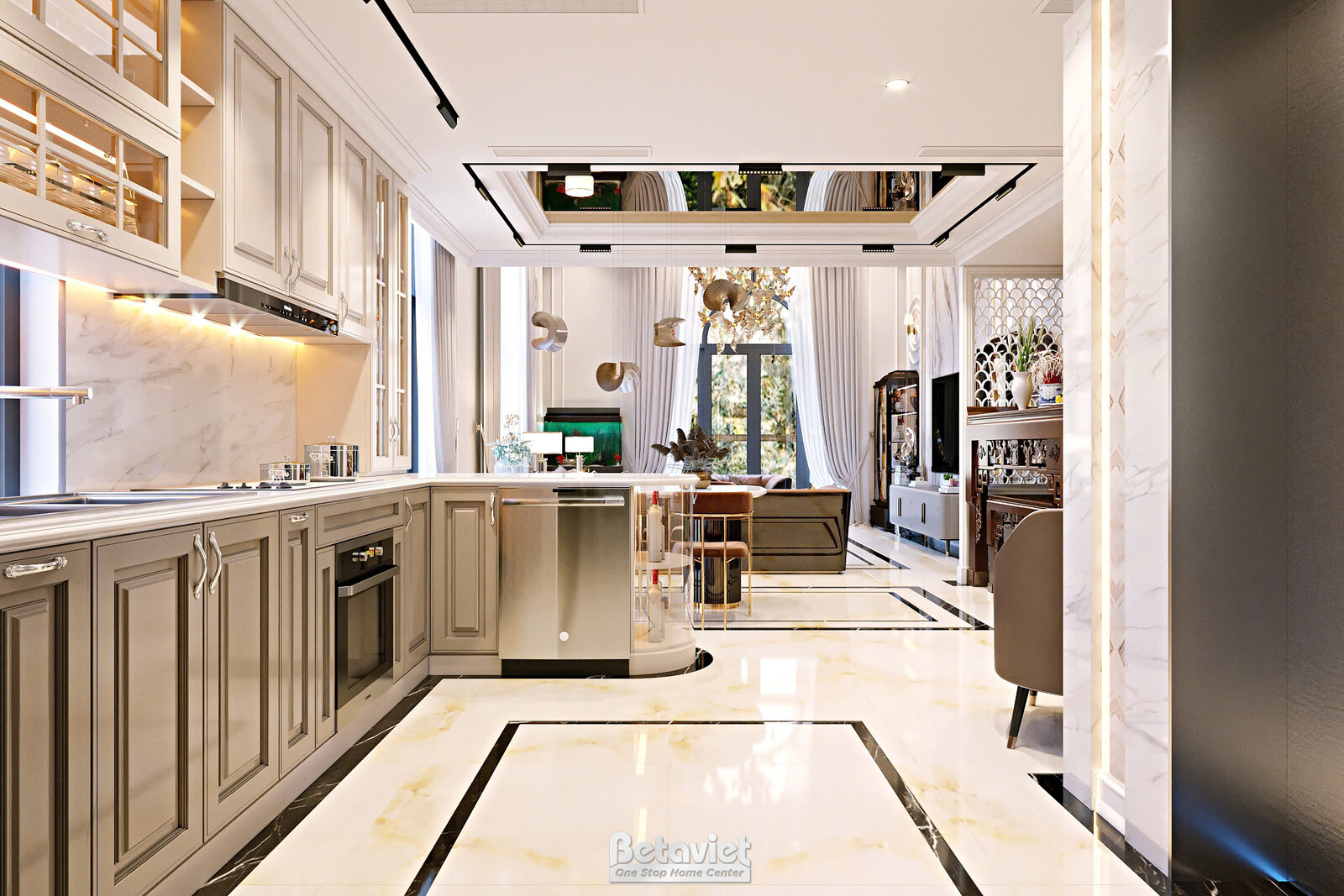 Nội thất phòng bếp biệt thự hiện đại NT23310 – góc nhìn 3