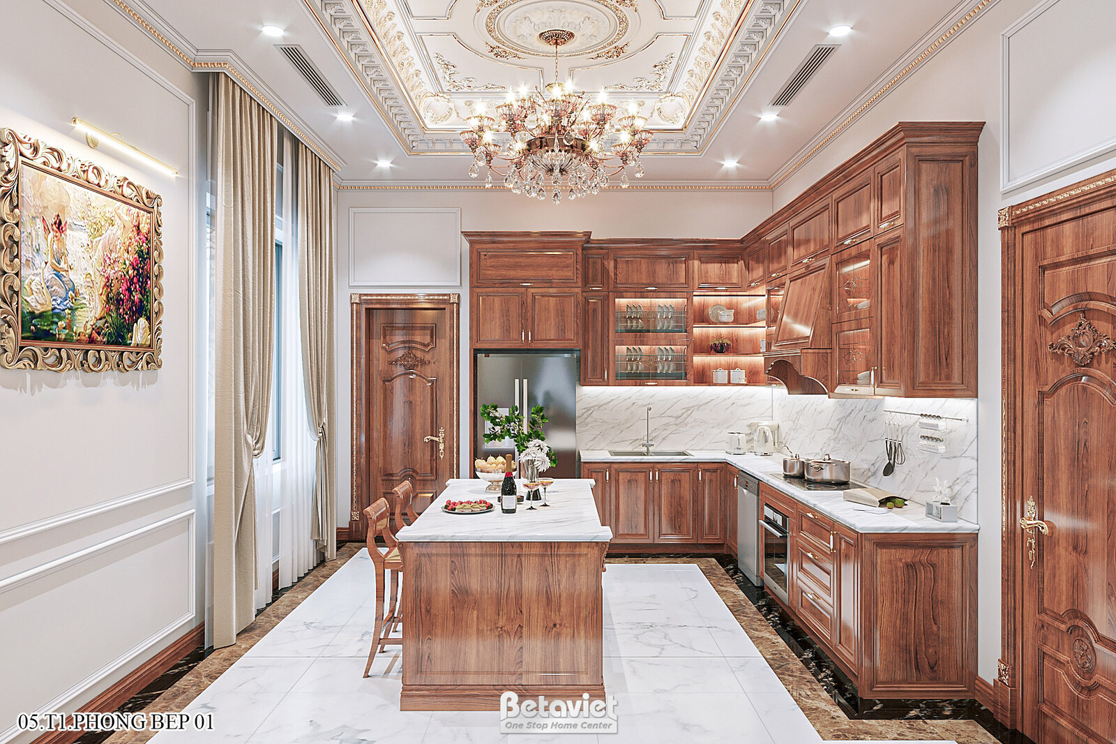Nội thất phòng ăn biệt thự tân cổ điển KT21226 – góc nhìn 2
