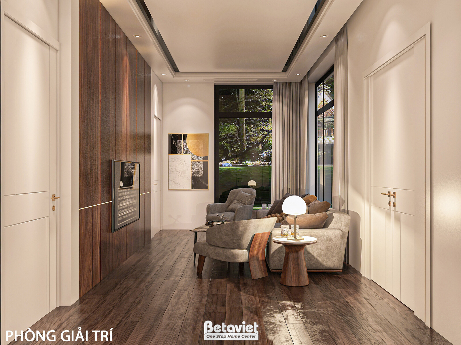 Nội thất phòng giải trí dinh thự hiện đại KT22010 – góc nhìn 2