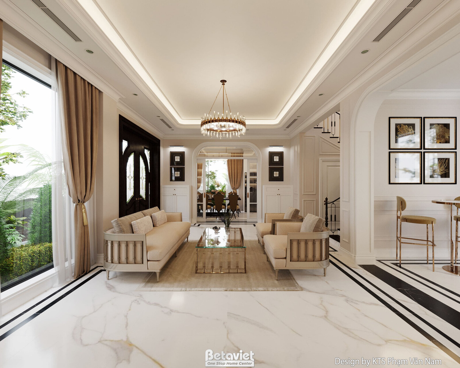 Biệt thự art deco NT24407 – phối cảnh mặt tiền