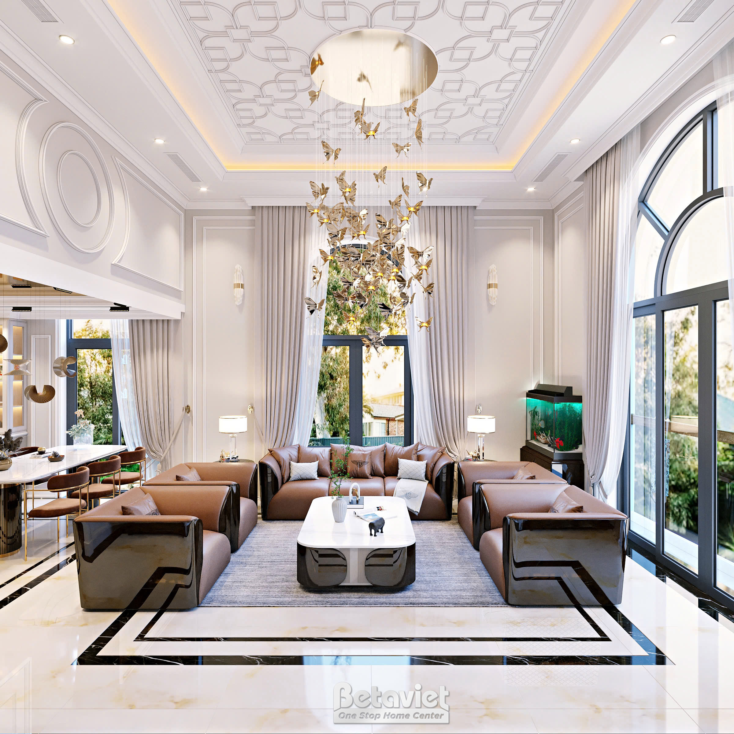 Thiết kế phòng khách hiện đại KĐT Vinhomes Ocean Park NT23310