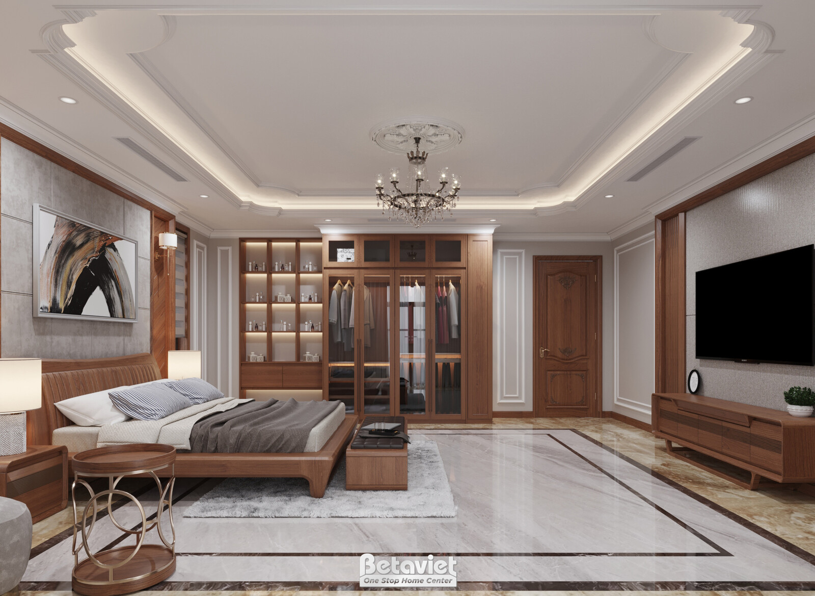 Nội thất phòng ngủ biệt thự truyền thống KT22153 – góc nhìn 4