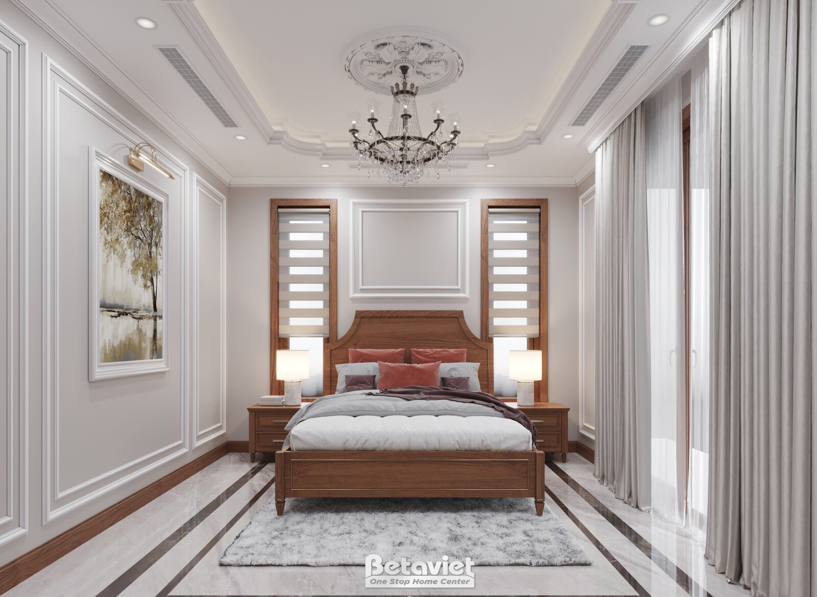 Nội thất phòng ngủ biệt thự truyền thống KT22153 – góc nhìn 5