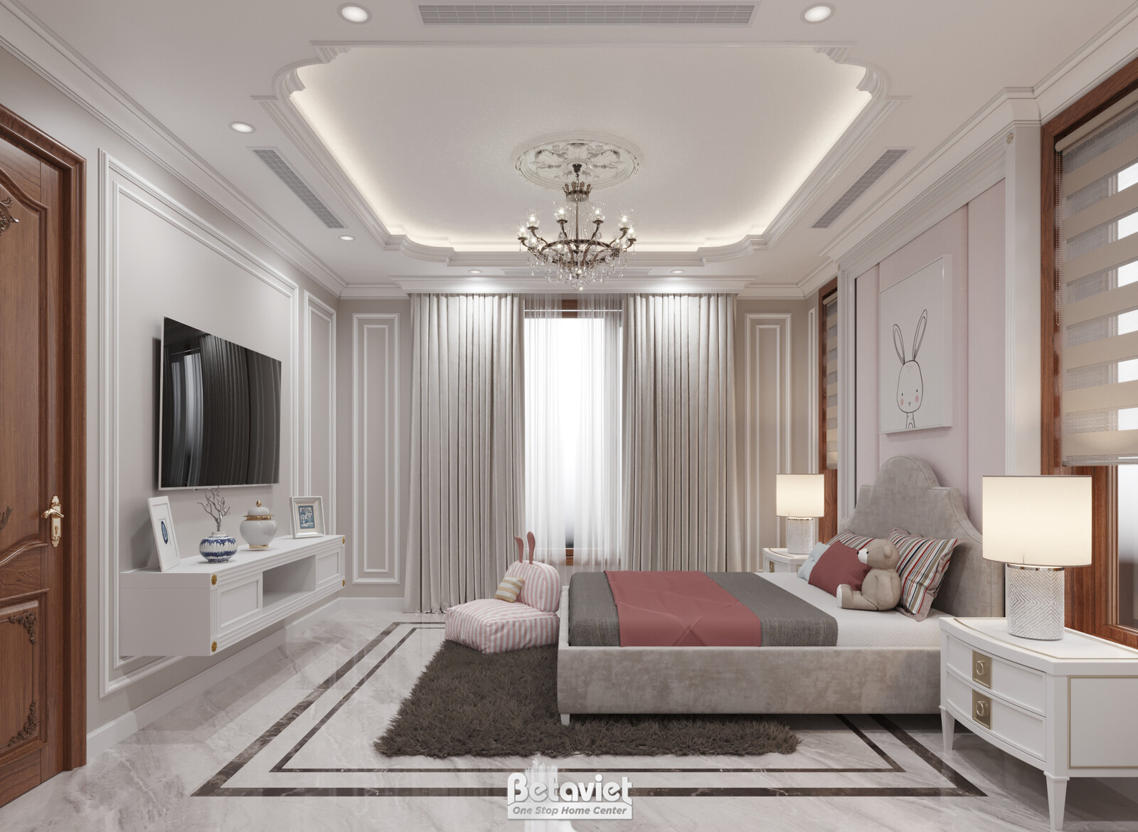 Nội thất phòng ngủ biệt thự truyền thống KT22153 – góc nhìn 7