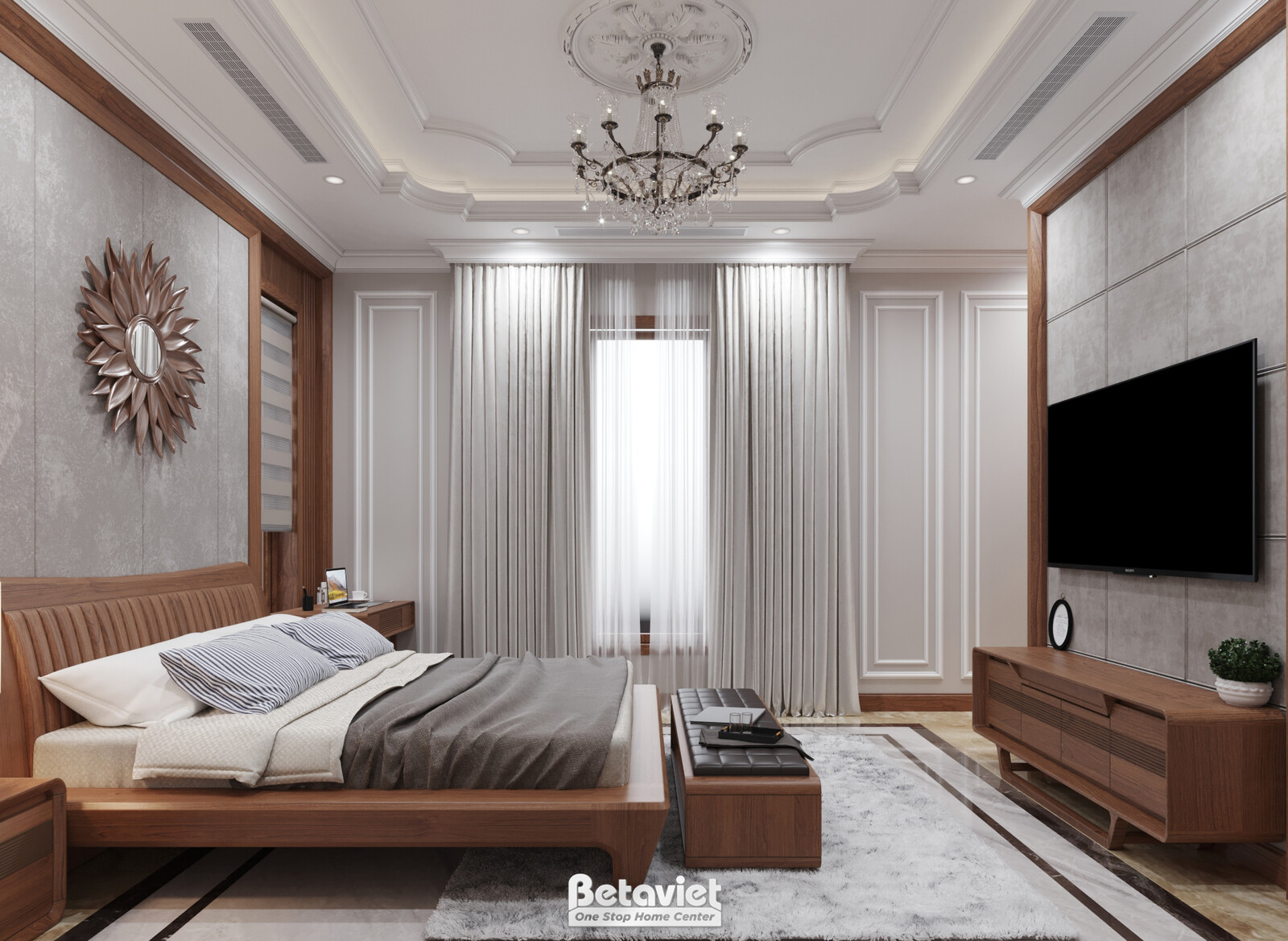 Nội thất phòng ngủ biệt thự truyền thống KT22153 – góc nhìn 2