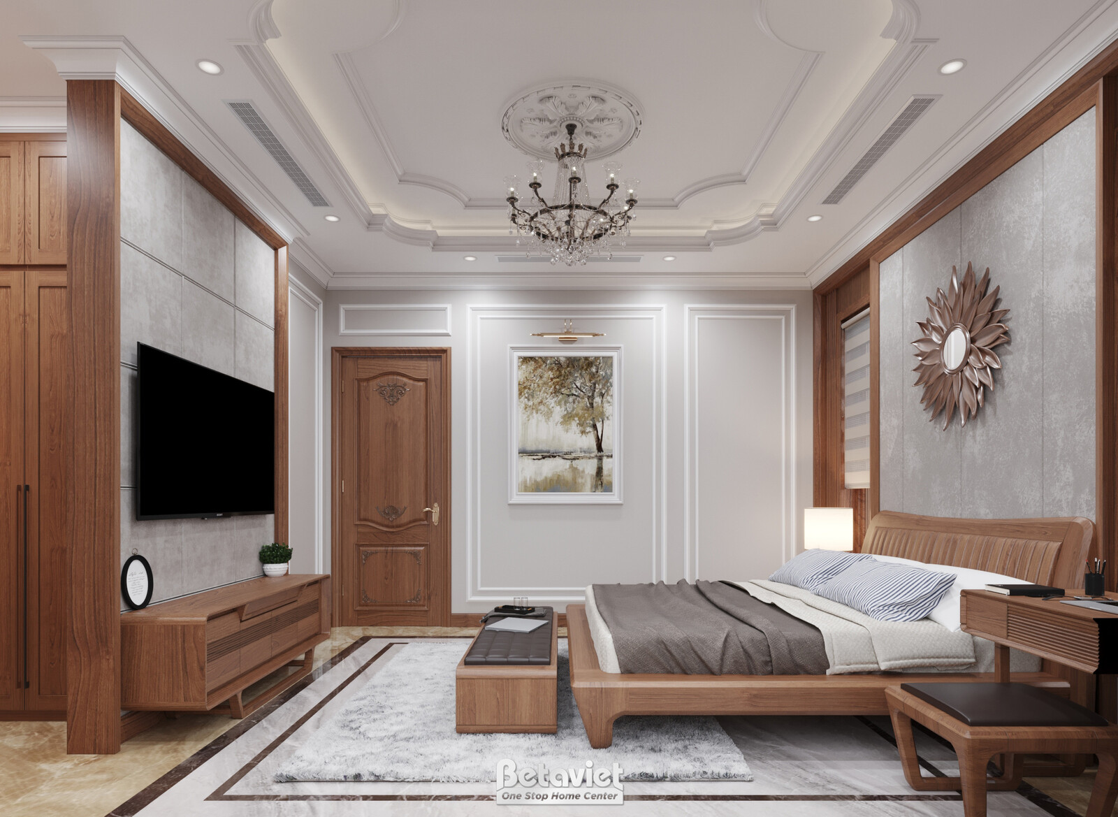 Nội thất phòng ngủ biệt thự truyền thống KT22153 – góc nhìn 3