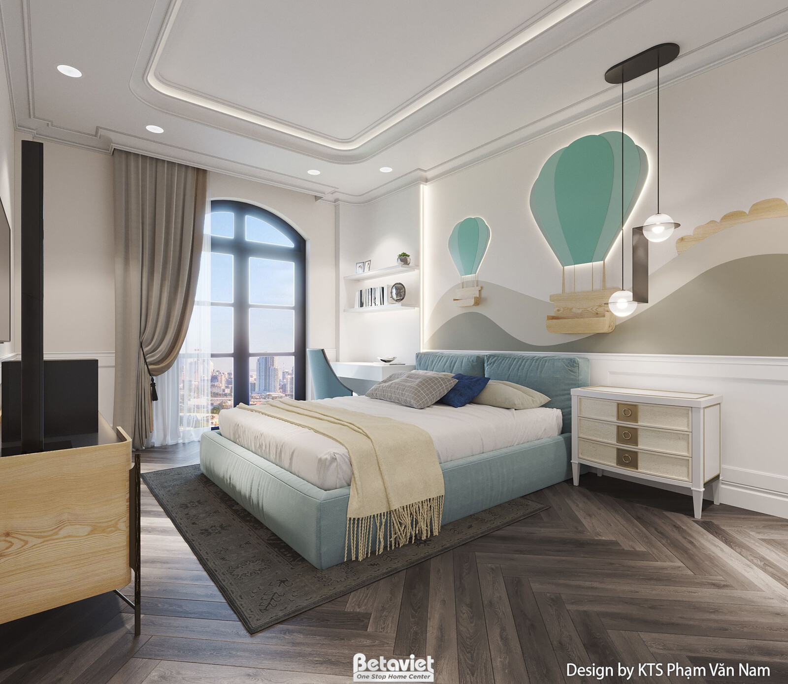 Nội thất phòng ngủ biệt thự tân cổ điển NT24407 – góc nhìn 12