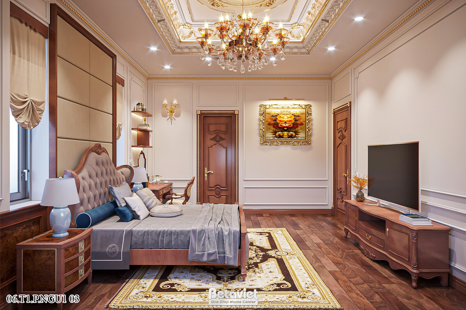 Nội thất phòng ngủ biệt thự tân cổ điển KT21226 – góc nhìn 5