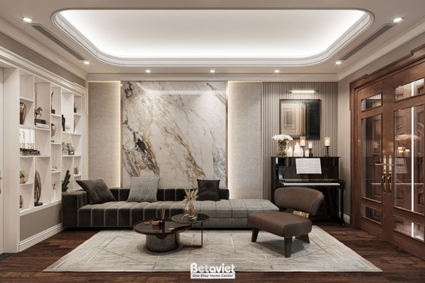 Thiết kế phòng sinh hoạt chung biệt thự Art Deco KĐT East Center NT21106