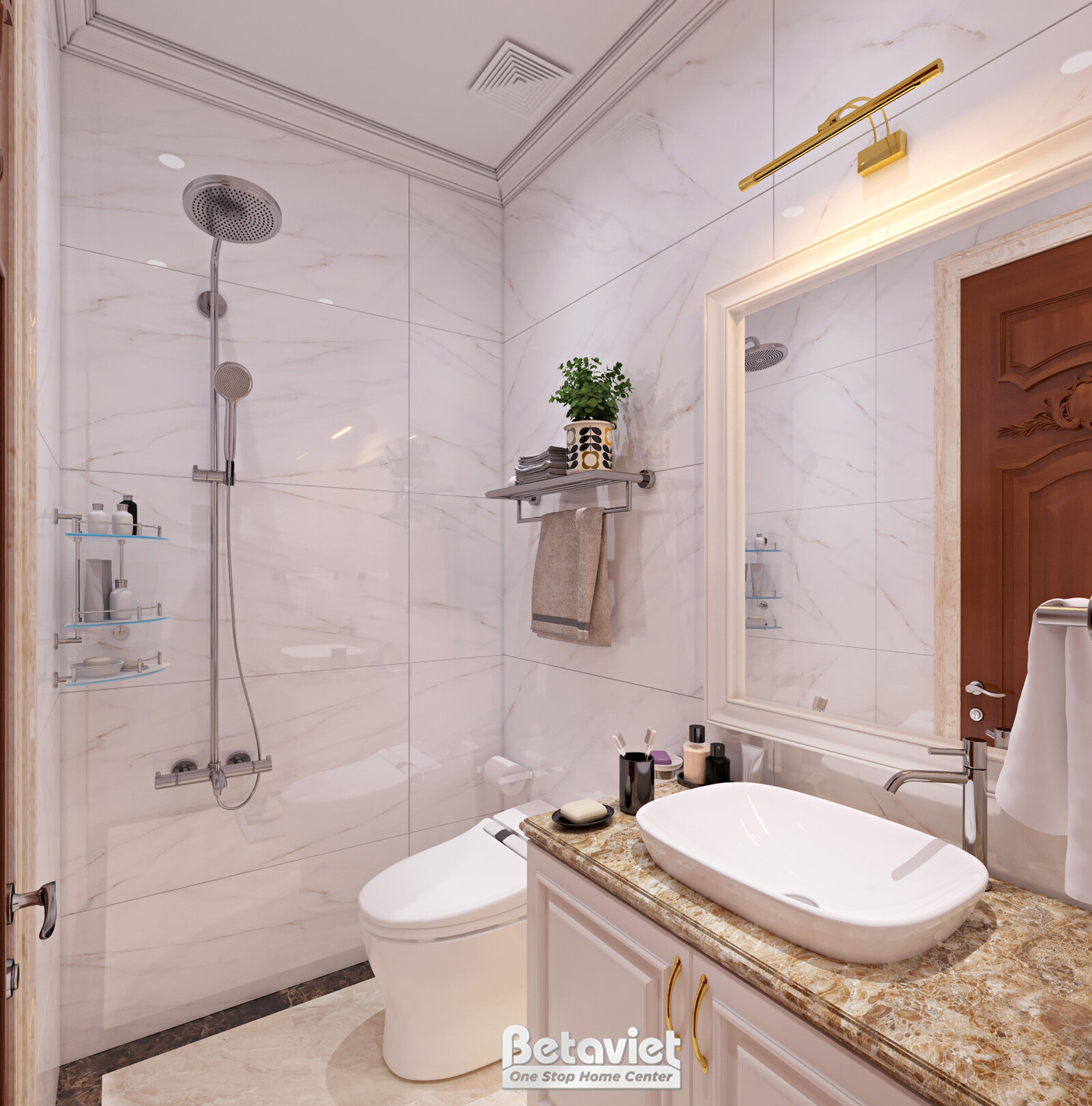 Nội thất phòng tắm biệt thự tân cổ điển KT21025 – góc nhìn 2