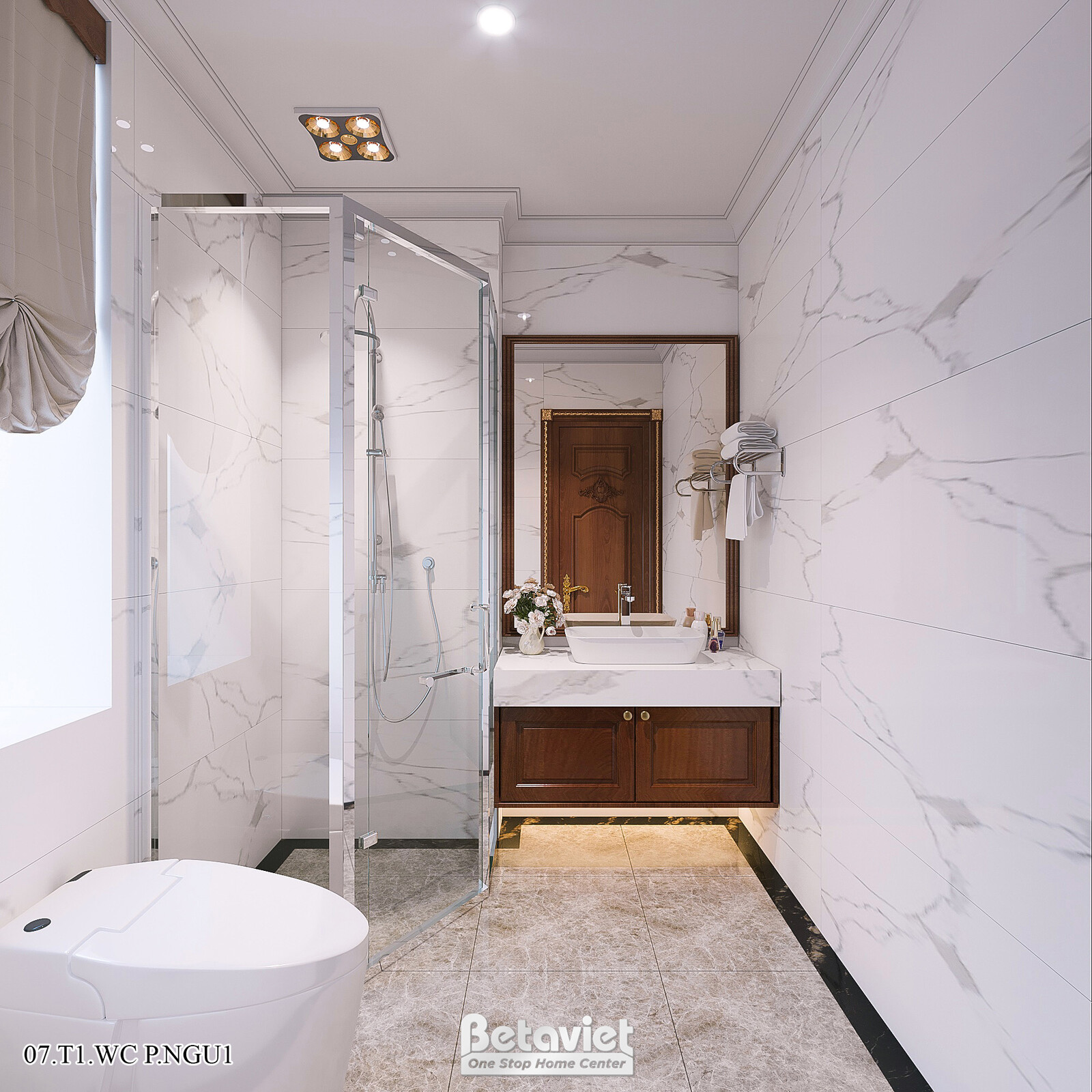 Nội thất phòng tắm biệt thự tân cổ điển KT21226 – góc nhìn 2