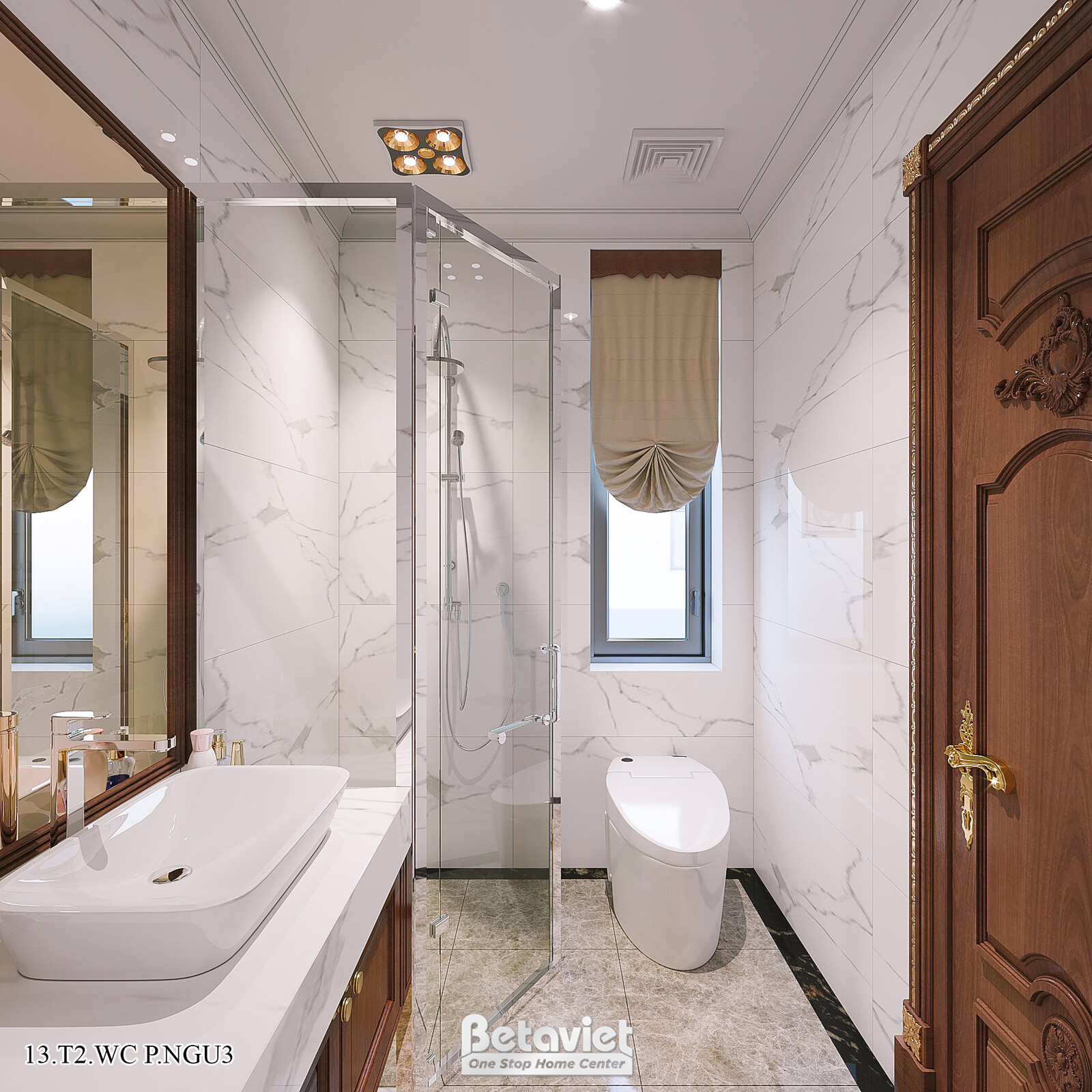 Nội thất phòng tắm biệt thự tân cổ điển KT21226 – góc nhìn 7