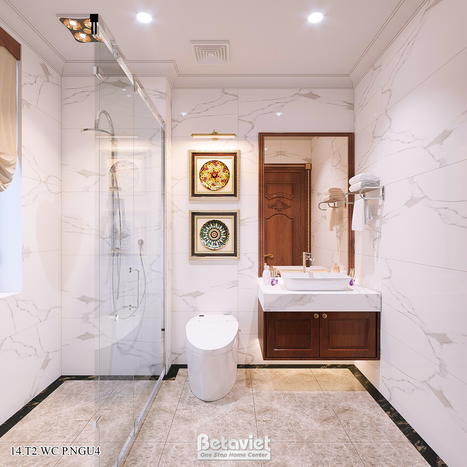 Nội thất phòng tắm biệt thự tân cổ điển KT21226 – góc nhìn 8