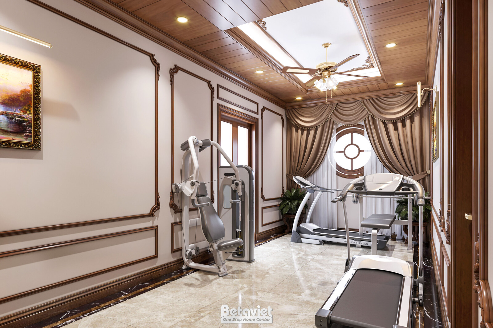 Nội thất phòng tập gym biệt thự tân cổ điển KT20135 – góc nhìn 2