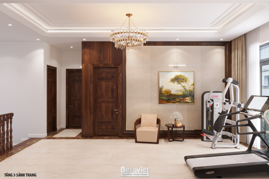 Nội thất phòng tập gym biệt thự hiện đại NT22067 – góc nhìn tổng thể