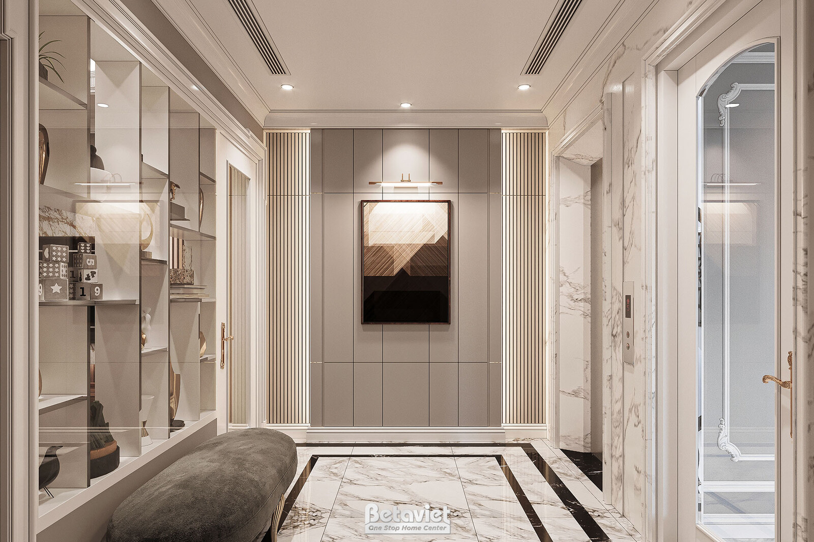 Nội thất hành lang biệt thự Art Deco NT21106 – góc nhìn 4