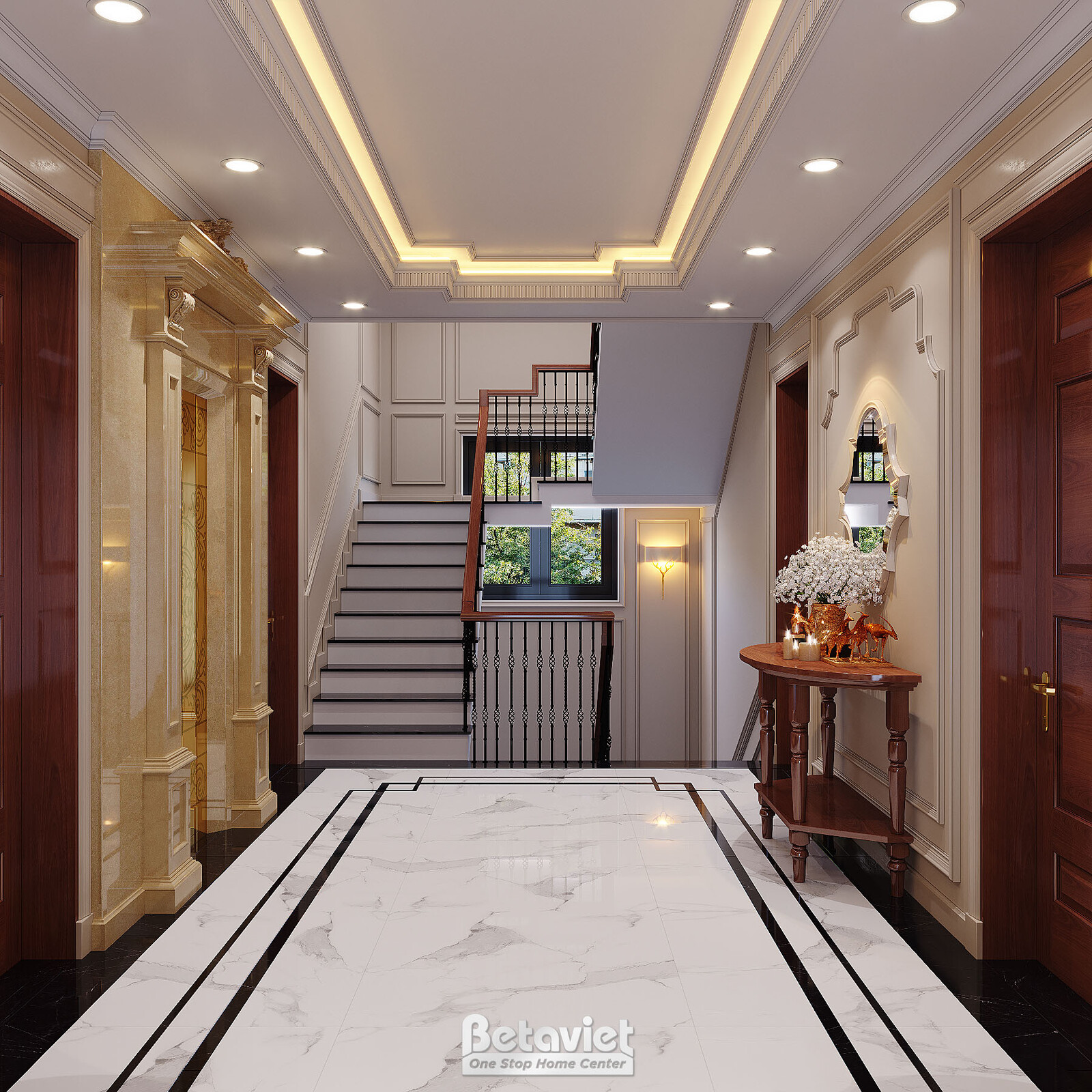 Nội thất hành lang biệt thự Art Deco KT22096 – góc nhìn 2