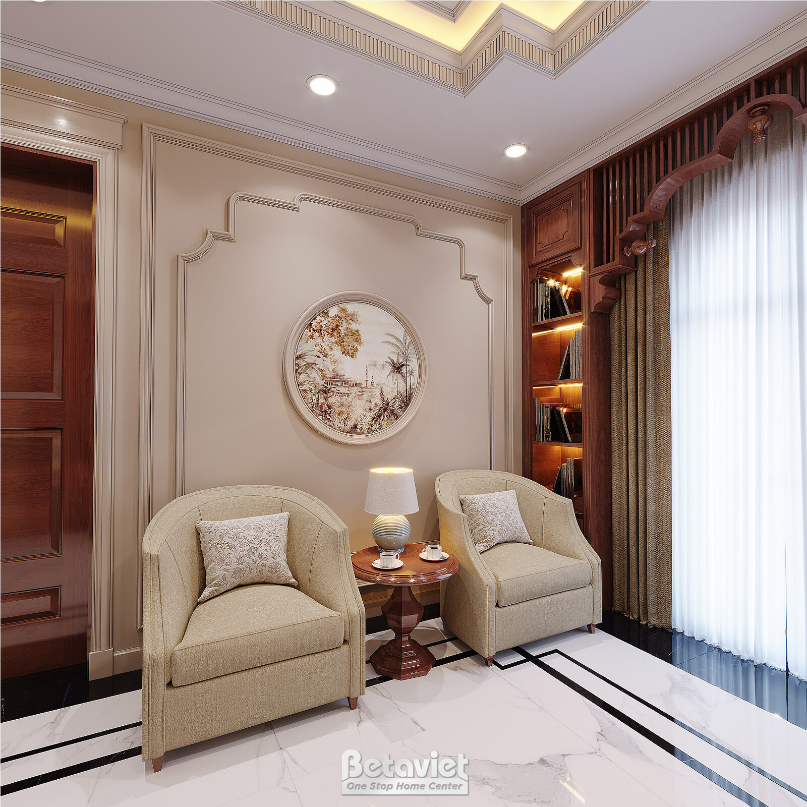 Nội thất hành lang biệt thự Art Deco KT22096 – góc nhìn 4