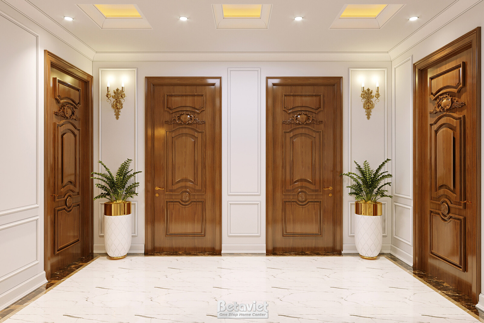 Nội thất hành lang biệt thự tân cổ điển NT22098 – góc nhìn 4