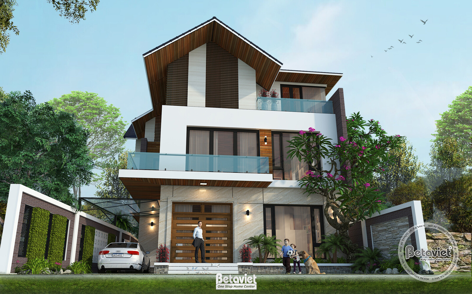 Biệt thự 3 tầng hiện đại KT20058 – phối cảnh mặt tiền (3)