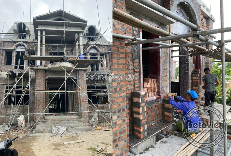 Thi công biệt thự 3 tầng tân cổ điển TC21006, giai đoạn thi công phần thô – mặt ngoài công trình (8)