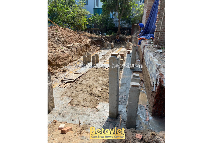 Thi công biệt thự 2 tầng TC23156, giai đoạn thi công phần thô – kết cấu phần thô