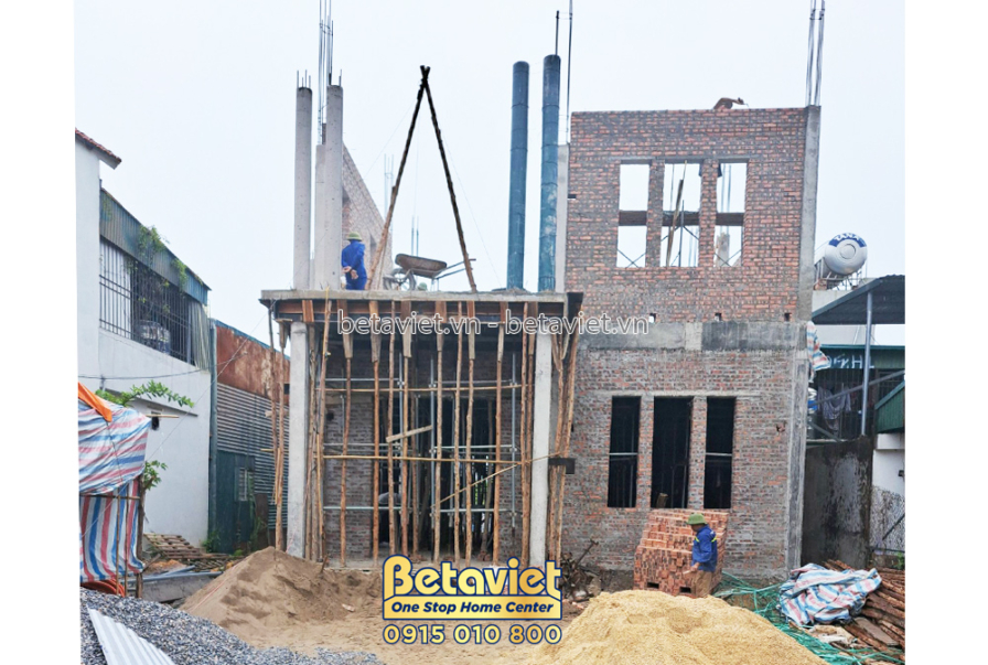 Thi công biệt thự 2 tầng TC22056, giai đoạn thi công phần thô – mặt ngoài công trình (16)