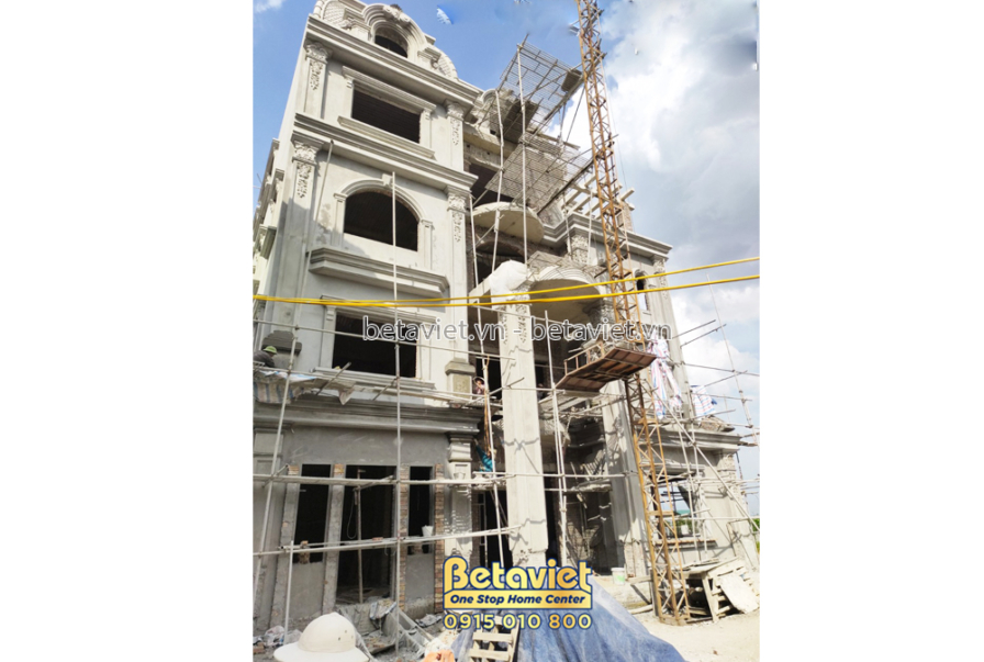 Thi công biệt thự tân cổ điển , giai đoạn thi công phần thô – mặt ngoài công trình (2)
