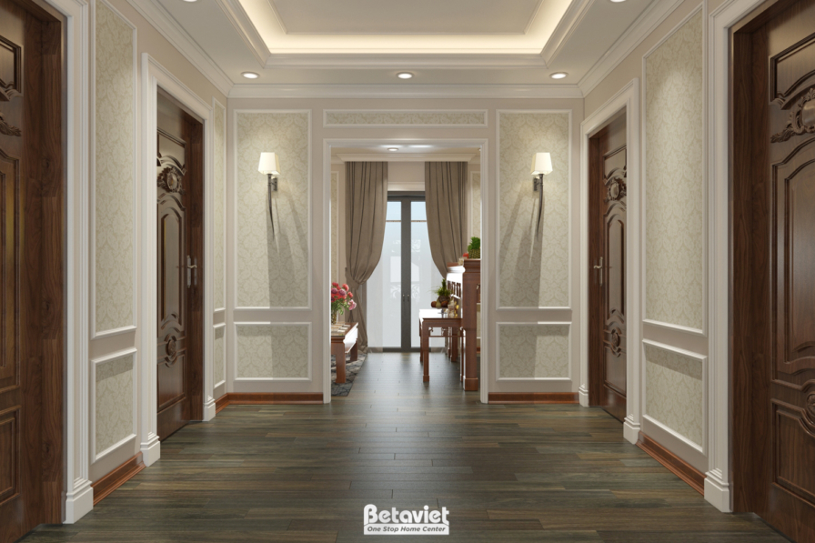 Nội thất hành lang biệt thự Art Deco NT18109 – góc nhìn tổng thể
