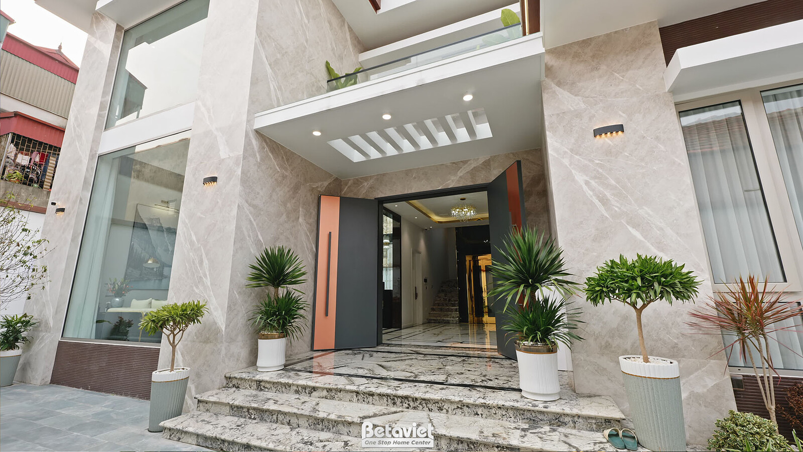 Thi công biệt thự 3 tầng hiện đại TC24010, giai đoạn hoàn thành – sảnh chính