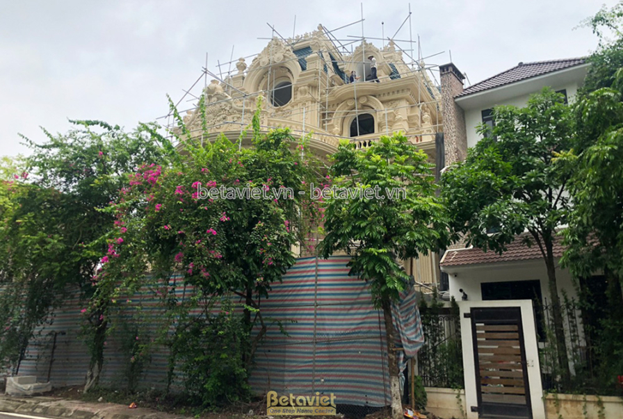 Thi công dinh thự 3 tầng tân cổ điển TC21152, giai đoạn thi công phần thô – kết cấu phần thô