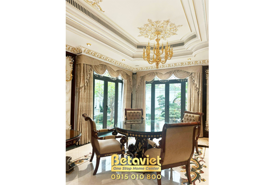 Thi công biệt thự tân cổ điển TC23367, giai đoạn lắp đặt hoàn thiện – phòng bếp và phòng ăn (3)