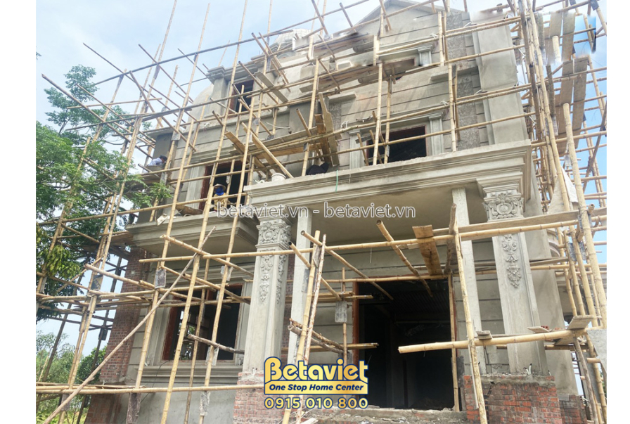 Thi công lâu đài 2 tầng cổ điển TC21083, giai đoạn thi công phần thô – mặt ngoài công trình (26)